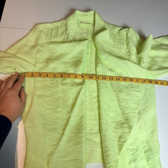 Chicos Womens Kimono Topper Open Front Chartreuse Green Flowy Artsy Sz 2 M - Picture 9 of 10